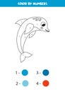 Color cute sea dolphin by numbers. Worksheet for kids Royalty Free Stock Photo