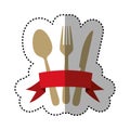 color cutlery with ribbon icon