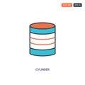 2 color cylinder concept line vector icon. isolated two colored cylinder outline icon with blue and red colors can be use for web