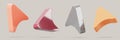 Color 3D arrows, mouse cursors for computer game and ui design. Render set of glossy click pointers with white dot texture, cute Royalty Free Stock Photo