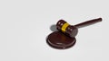 Color 3D render minimalistic judge\'s hammer top view. The wooden hamer or the Gavel Handcrafted to judge auction or law