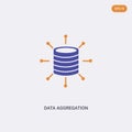 2 color data aggregation concept vector icon. isolated two color data aggregation vector sign symbol designed with blue and orange