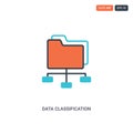2 color data classification concept line vector icon. isolated two colored data classification outline icon with blue and red