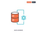 2 color data science concept line vector icon. isolated two colored data science outline icon with blue and red colors can be use Royalty Free Stock Photo