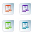 Color Delete envelope icon isolated on white background. Delete or error letter. Cross on message. Rejected mail. Set