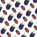 Color delicious strawberry and grape fruits background