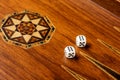 Color detail of a Backgammon game with two dice Royalty Free Stock Photo