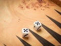 Color detail of a Backgammon game with two dice Royalty Free Stock Photo