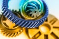 Color detail of various gearwheels Royalty Free Stock Photo