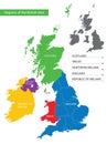 Color detailed map of the regions and countries of the British Isles Royalty Free Stock Photo