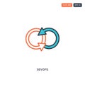 2 color DEVOPS concept line vector icon. isolated two colored DEVOPS outline icon with blue and red colors can be use for web,