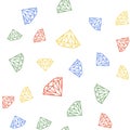 Color Diamond icon isolated seamless pattern on white background. Jewelry symbol. Gem stone. Vector Royalty Free Stock Photo