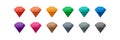 Color diamond icon set. Gems illustration symbol. Sign shiny gemstone vector Royalty Free Stock Photo