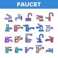 Color Different Faucet Sign Icons Set Vector