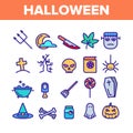 Color Different Halloween Icons Set Vector