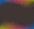 Color digital halftone hexagon effect fade on black background. RTS technology background.