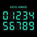 Color digital numbers set. Digital number font text. Vector illustration isolated on white background Royalty Free Stock Photo