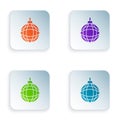 Color Disco ball icon isolated on white background. Set colorful icons in square buttons. Vector
