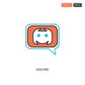 2 color discord concept line vector icon. isolated two colored discord outline icon with blue and red colors can be use for web,