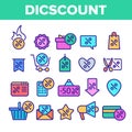 Color Discount Thin Line Icons Set Vector Royalty Free Stock Photo
