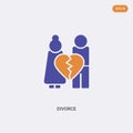 2 color Divorce concept vector icon. isolated two color Divorce vector sign symbol designed with blue and orange colors can be use Royalty Free Stock Photo