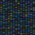 Color Dna Sequence Results on Black Seamless Background. Vector Royalty Free Stock Photo