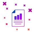 Color Document with graph chart icon isolated on white background. Report text file icon. Accounting sign. Audit