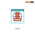 2 color Domain concept line vector icon. isolated two colored Domain outline icon with blue and red colors can be use for web,