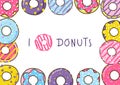 Color donuts frame on white