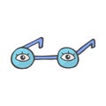Color doodle icon. glasses. vector illustration of glasses with eyes. Royalty Free Stock Photo