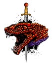 Color dragon sword logo vector illustration design
