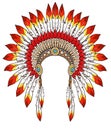 Color drawing: ancient American Indian head dress. Royalty Free Stock Photo