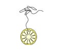 Color drawing line lemon with hand on the white