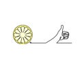 Color drawing line lemon with hand on the white