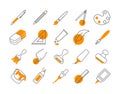 Color drawing tools icons set