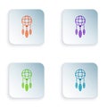 Color Dream catcher with feathers icon isolated on white background. Set colorful icons in square buttons. Vector Royalty Free Stock Photo