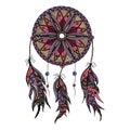 Color dream catcher with feathers