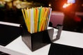 Color drinking straws at the bar Royalty Free Stock Photo