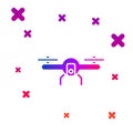Color Drone flying icon isolated on white background. Quadrocopter with video and photo camera symbol. Gradient random Royalty Free Stock Photo