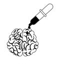 Color dropper and brain in black and white