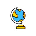 Color Earth globe icon isolated on white background. Flat filled outline style with shadow. Vector Royalty Free Stock Photo
