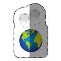 color earth planet with clouds snow icon