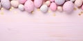 Color easter eggs on a wood background - Celebration design