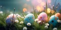 Color easter eggs and fairy nature background - Celebration design