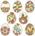 Color easter eggs with floral elements