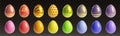 Color Easter eggs set isolated on transparent Royalty Free Stock Photo
