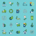 Color ecology icons set