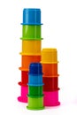 color educational pyramid made of plastic for children on a white isolated background Royalty Free Stock Photo