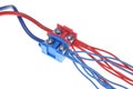 Color electric power distribution cable with terminal block