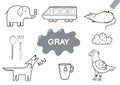 Color the elements in gray. Coloring page for kids. Educational material